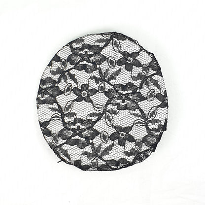 BC0053 Black Lace Bun Cover with Rose