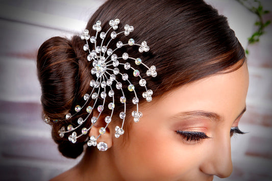 CO0010 Crystal & AB Swirl Hair Comb