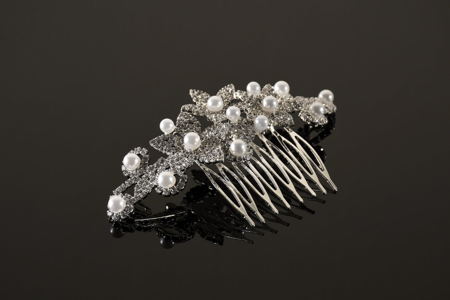 CO0306 Rhinestone & Pearls Hair Comb