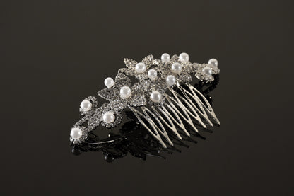 CO0306 Rhinestone & Pearls Hair Comb