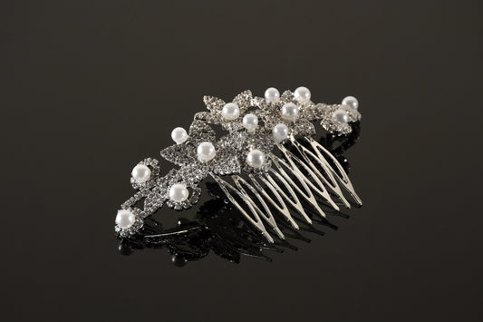 CO0306 Rhinestone & Pearls Hair Comb