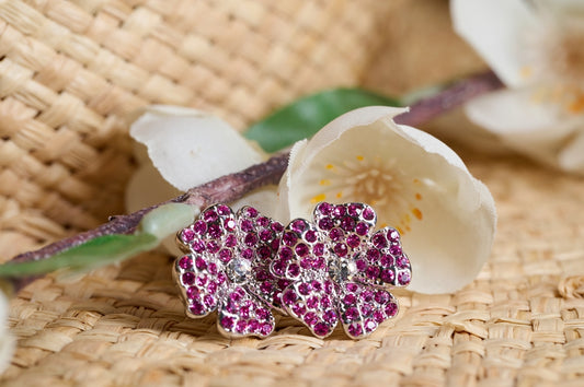 EA0110 14mm Fuchsia Flower Pierced Earrings by FH2