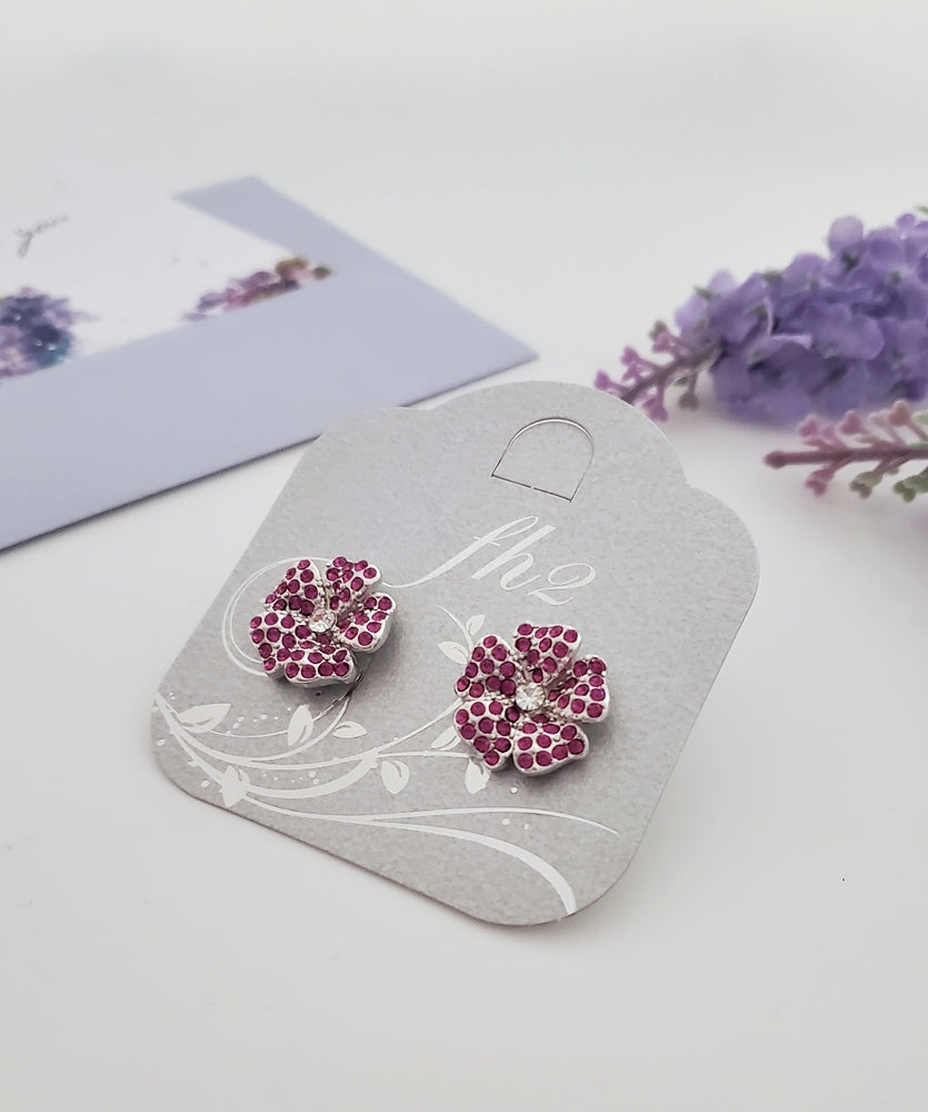 EA0110 14mm Fuchsia Flower Pierced Earrings by FH2