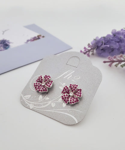 EA0110 14mm Fuchsia Flower Pierced Earrings by FH2