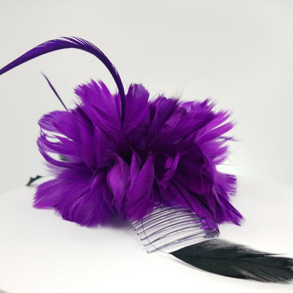 FC0180 Purple Feather Corsage with Comb