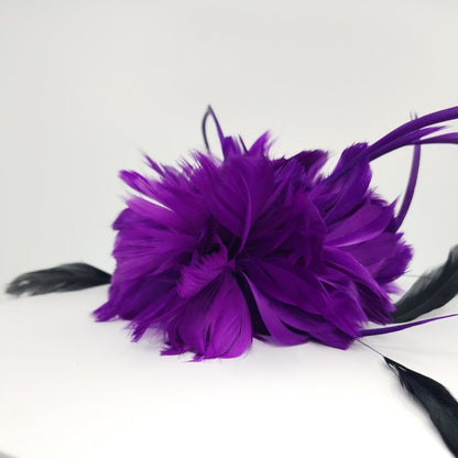FC0180 Purple Feather Corsage with Comb