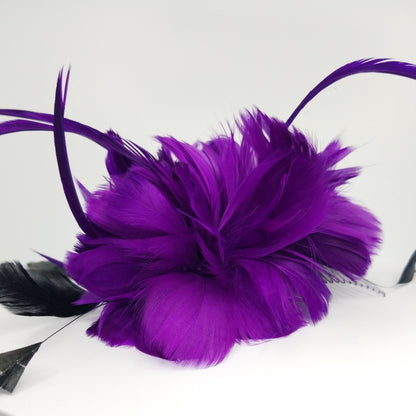 FC0180 Purple Feather Corsage with Comb