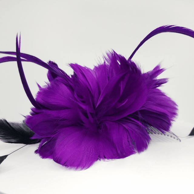 FC0180 Purple Feather Corsage with Comb