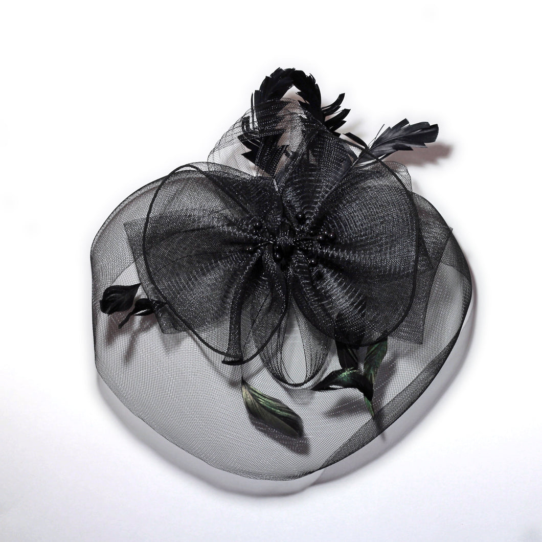 FC0306  Black Feather Hair Corsage
