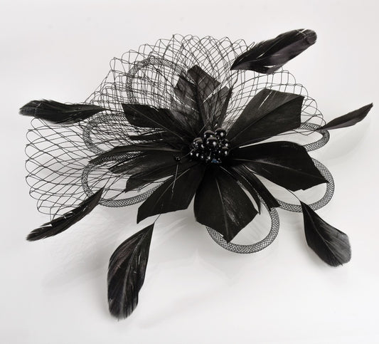 FC0501  Black Feather Corsage