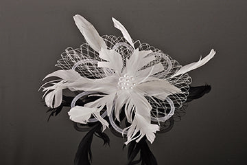 FC0504 Feather Hair Corsage White