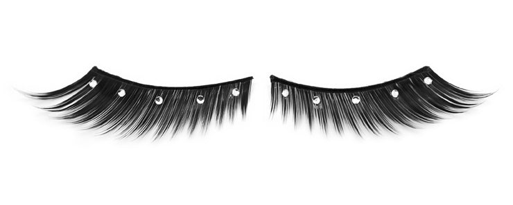 M44 Thick Lashes with Clear Rhinestones  (Eyelashes with Glue)