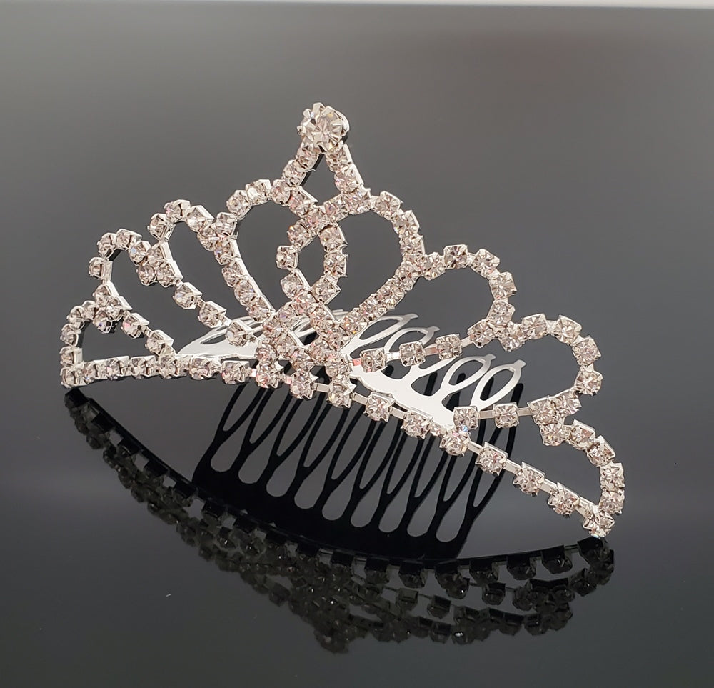 TR0310 Romantic Heart Rhinestone Tiara