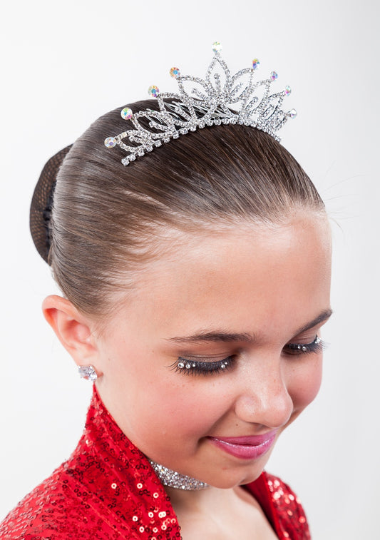 TR0509  Pointed Leaf Tiara with AB Rhinestones
