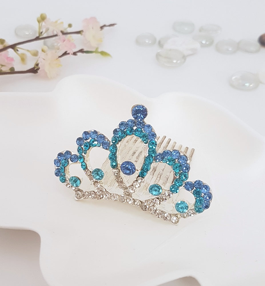 TR0515 Small Blue Crystal Tiara