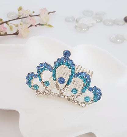 TR0515 Small Blue Crystal Tiara